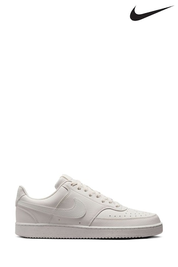 Nike oatmeal White/White Court Vision Low Trainers (N48661) | £75