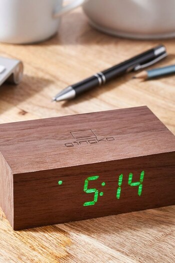 Gingko Walnut Flip Click Alarm Clock (N48693) | £39
