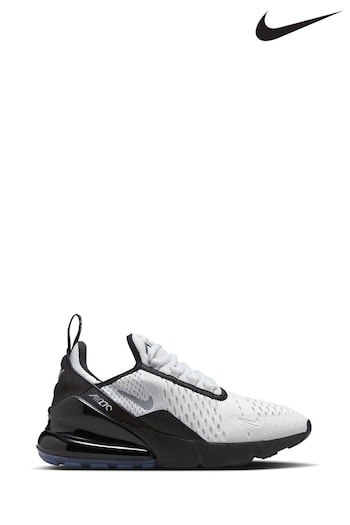 Nike 27.5cm White/Black Silver Air Max 270 Youth Trainers (N48747) | £90