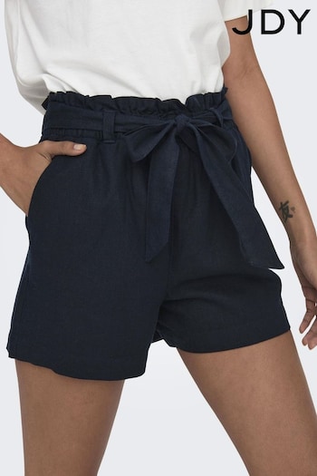 JDY Blue Linen Mix Tie Waist Shorts (N48797) | £18