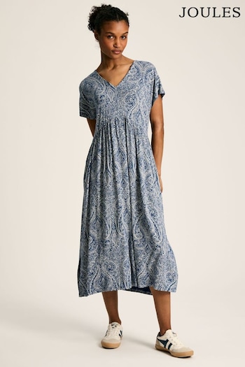 Joules Nia Blue Jersey V-Neck Beach Dress (N48806) | £44.95