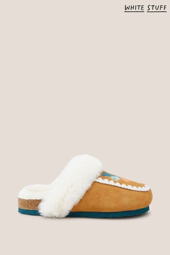 White Stuff Natural Suede Shearling Mule Slippers (N48808) | £45