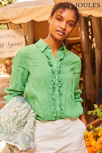 Joules Selene Green 100% Linen Shirt (N48843) | £64.95
