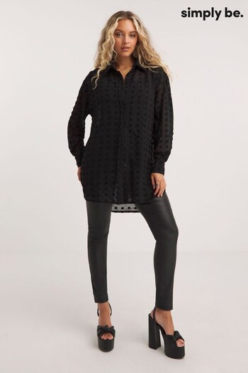 Simply Be Oversized Chiffon Dobby Black Shirt (N48882) | £28