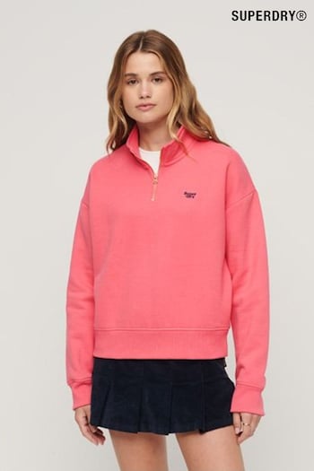 Superdry Pink Vintage Logo Embroidered Half Zip Sweatshirt (N48900) | £50