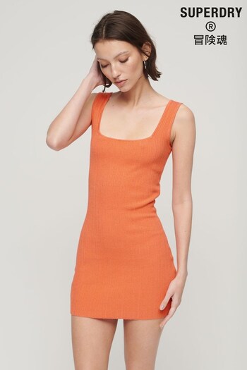 Superdry Orange Backless Knitted Mini Dress (N48904) | £32