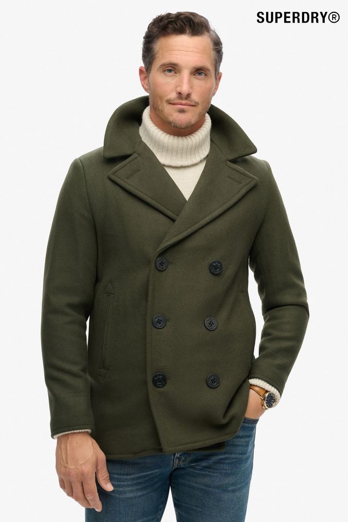 Mens double breasted peacoat clearance