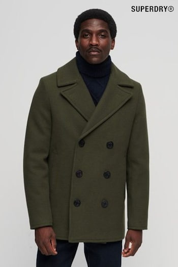 Superdry Green The Merchant Store Wool Pea Coat (N48910) | £175