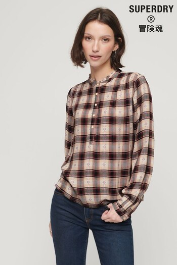 Superdry Red Long Sleeve Check Blouse (N48932) | £40