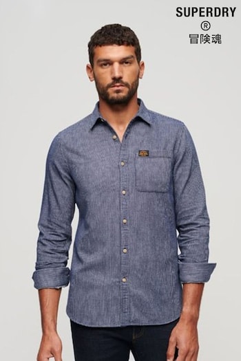 Superdry Blue Cotton Workwear Long Sleeve Shirt (N48939) | £55