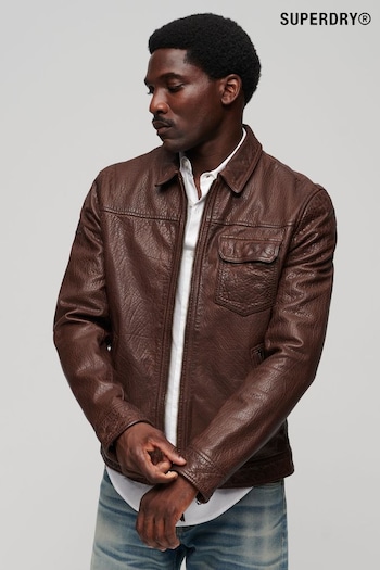 Superdry Brown 70s Leather Jacket (N48945) | £250