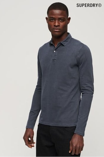 Superdry Blue Studios Long Sleeve Jersey Polo Shirt (N48961) | £45