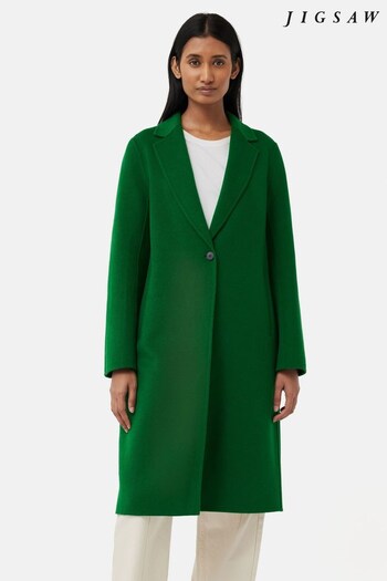 Jigsaw Green Double Faced Crombie Coat (N48990) | £299