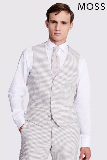 MOSS Tailored Fit Natural Houndstooth Tweed Waistcoat (N48998) | £90