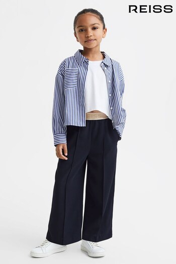 Reiss Blue Danica Senior Striped Cotton Shirt (N49019) | £40