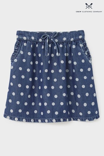 Crew Clothing taffeta Company Denim Blue Spot A-Line Skirt (N49156) | £24 - £28