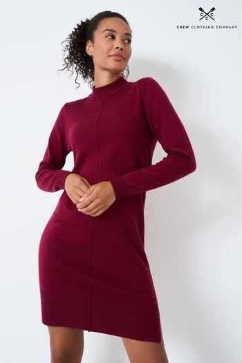 Crew Clothing Company Berry Red Cotton Draped Dress (N49157) | £89