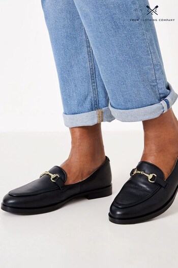 Crew Clothing Polarquilt Company Leather Black Loafers (N49172) | £79
