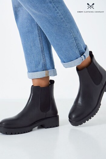 Crew Clothing Company Black Leather Chelsea Boots (N49182) | £120