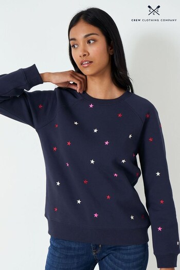 Crew Clothing Women Company Blue Star Print Cotton Casual Sweater (N49187) | £59