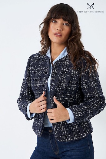 Crew Clothing entre Company Navy Blue Textured Casual Casual Jacket (N49188) | £149