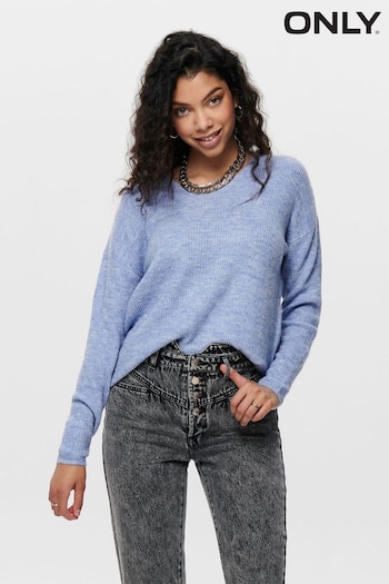 ONLY Blue V-Neck Cosy Knitted Jumper (N49240) | £24