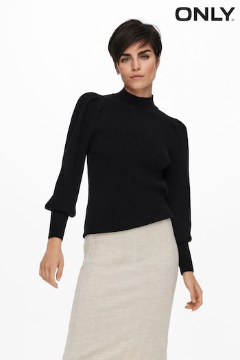 ONLY Black Puff Sleeve Knitted Jumper (N49300) | £28