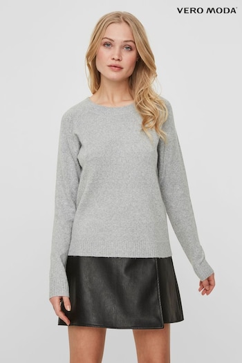 VERO MODA Grey Round Neck Soft Touch Knitted Jumper (N49316) | £24