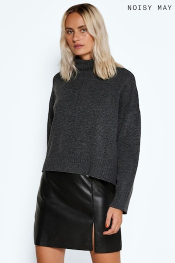 NOISY MAY Grey Cosy High Neck Soft Jumper With A Touch Of Wool (N49360) | £34