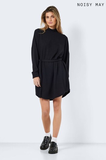NOISY MAY Black High Neck Jumper Dress With Tie Waist (N49395) | £26