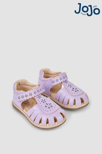 JoJo Maman Bébé Lilac Pretty Leather Closed Toe Avocado Sandals (N49410) | £26