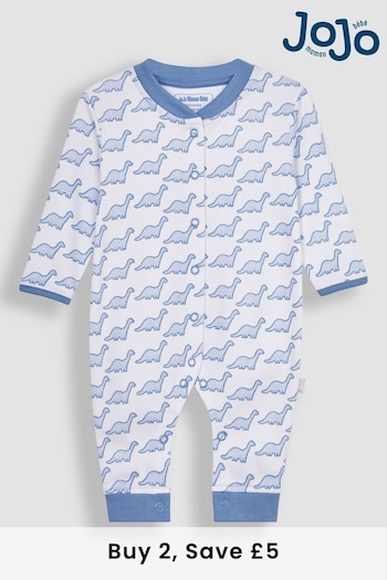 JoJo Maman Bébé Blue Dinosaur Footless Sleepsuit (N49425) | £16
