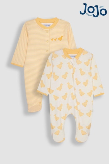 JoJo Maman Bébé Yellow Duck 2-Pack Sleepsuits (N49426) | £25