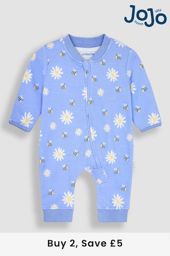 JoJo Maman Bébé Cornflower Blue Daisy Footless Sleepsuit (N49449) | £16