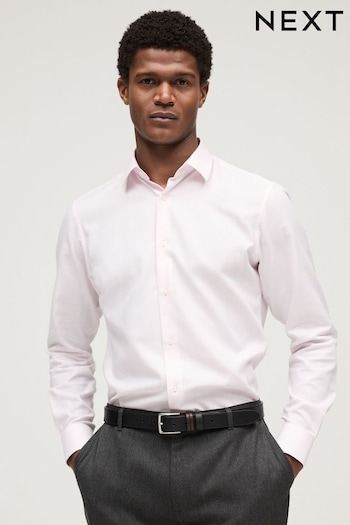 Light Pink Slim Fit Single Cuff Easy shortsleeved Textured Shirt (N49525) | £26
