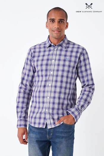 Crew Clothing Company Purple Check Print Cotton Casual Shirt (N49584) | £65