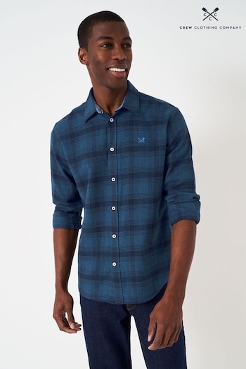 Crew Clothing Company Blue Check Print Cotton Casual Shirt (N49585) | £65