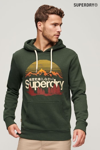 Superdry Green Great Outdoors Logo Print Hoodie (N49633) | £60