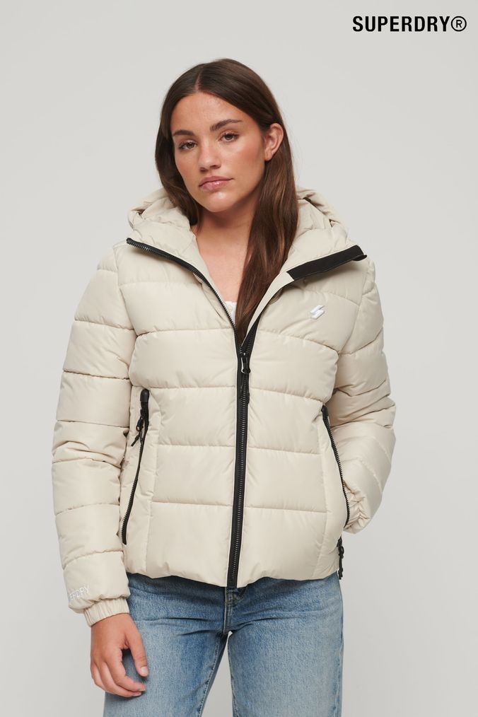 Nude puffer jacket top