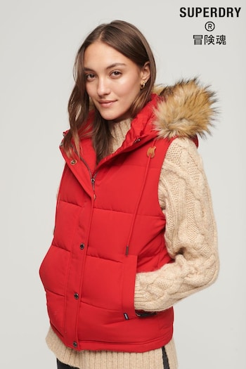 Superdry Red Everest Faux Fur Puffer Gilet (N49654) | £95
