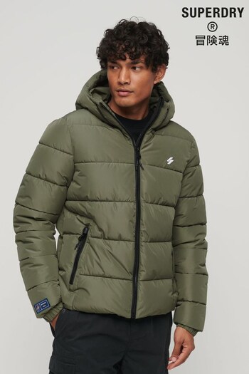 Superdry Green Hooded Sports Puffer Jacket (N49656) | £95