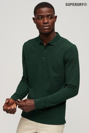 Superdry Green Long Sleeve Cotton Pique Polo Shirt (N49662) | £45