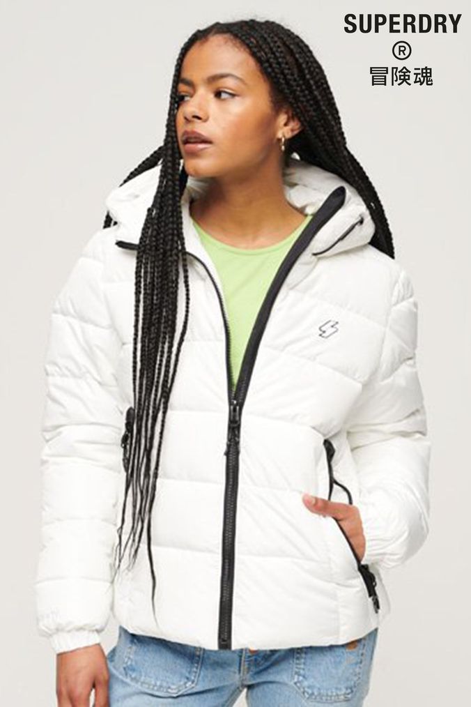 Womens white superdry hotsell coat