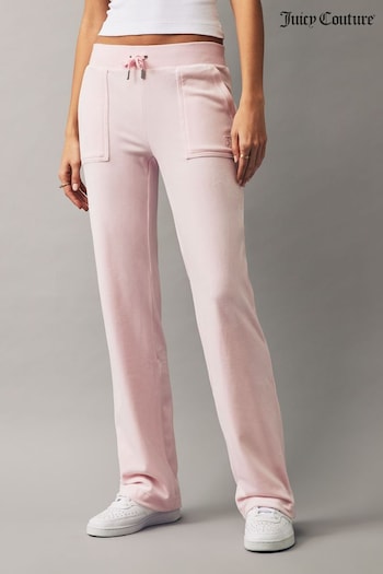 Juicy Couture Pink Classic Velour Mid Rise Pocketed Trackpants (N50220) | £85