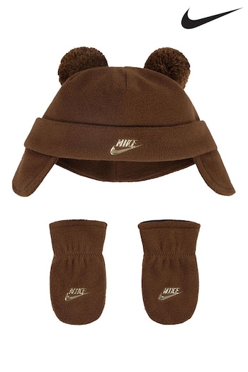 Nike Brown/Gold Infant Pom Pom Trapper Hat 12-24 Months (N50298) | £24