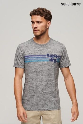 Superdry Grey Terrain Striped Logo T-Shirt (N50376) | £30