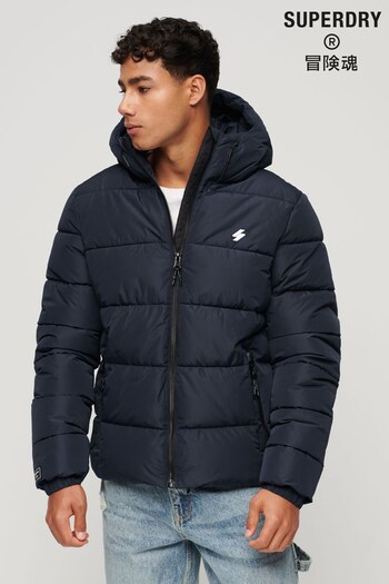 Superdry Blue Hooded Sports Puffer Jacket (N50391) | £95