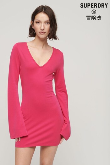 Superdry Pink Flare Sleeve Bodycon Mini Dress (N50405) | £45