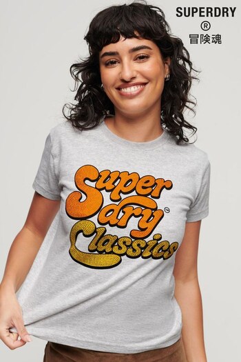 Superdry Grey 70's Script Metallic Logo T-Shirt (N50416) | £30