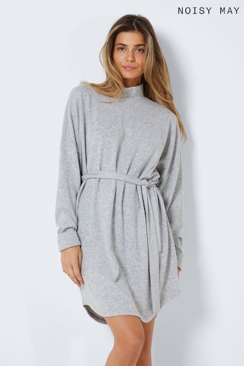 NOISY MAY Grey High Neck Jumper Dress With Tie Waist (N50475) | £26